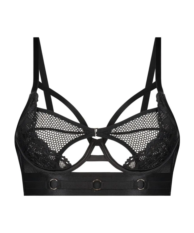 Pleasure Non-Padded Longline Underwired Bra - Black
