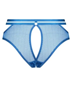 Pleasure Open-Crotch Brazilian Knickers - Blue