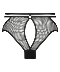 Pleasure Open-Crotch Brazilian Knickers - Black
