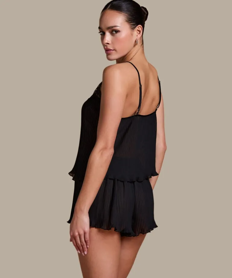 Plisse Lace Cami - Black
