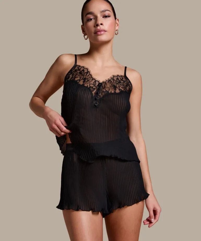Plisse Lace Shorts - Black