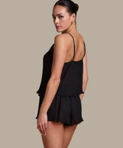Plisse Lace Shorts - Black