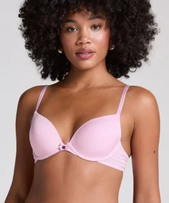 Plunge Padded Underwired Bra - Pink