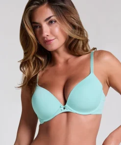 Plunge Padded Underwired Bra - Blue