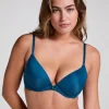 Plunge Padded Underwired Bra - Blue