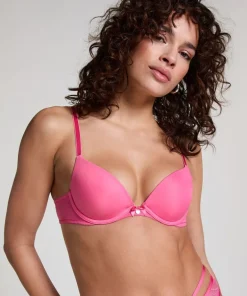 Plunge Padded Underwired Bra - Pink