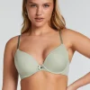 Plunge Padded Underwired Bra - Green
