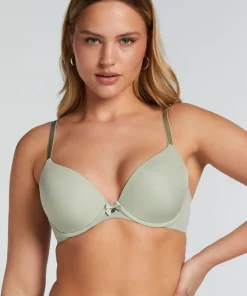 Plunge Padded Underwired Bra - Green