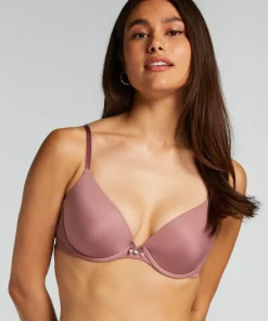 Plunge Padded Underwired Bra - Pink