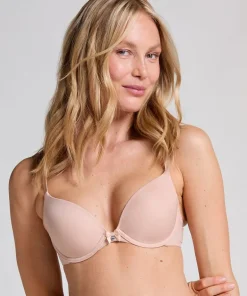 Plunge Padded Underwired Bra - Beige