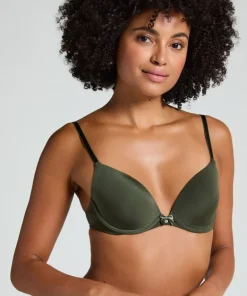 Plunge Padded Underwired Bra - Green