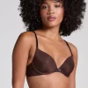 Plunge Padded Underwired Bra - Brown