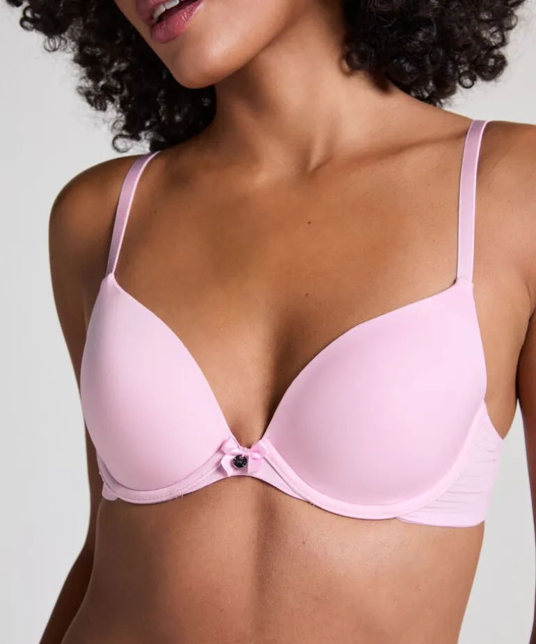Plunge Padded Underwired Bra - Pink