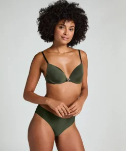 Plunge Padded Underwired Bra - Green