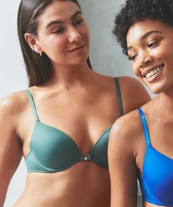 Plunge Padded Underwired Bra - Green