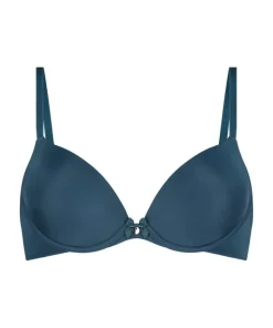 Plunge Padded Underwired Bra - Blue