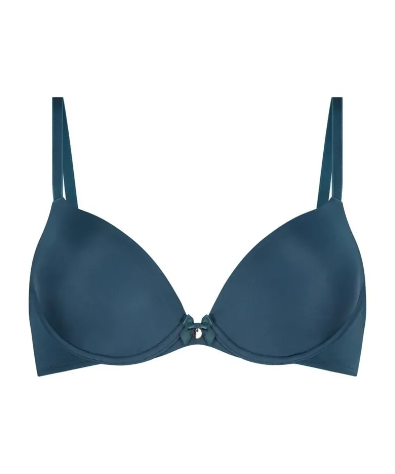 Plunge Padded Underwired Bra - Blue