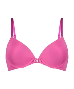 Plunge Padded Underwired Bra - Pink