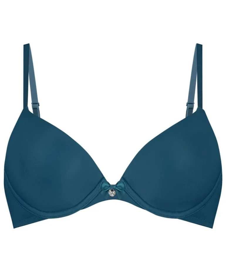 Plunge Padded Underwired Bra - Blue