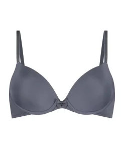Plunge Padded Underwired Bra - Gray