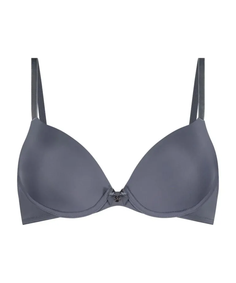 Plunge Padded Underwired Bra - Gray