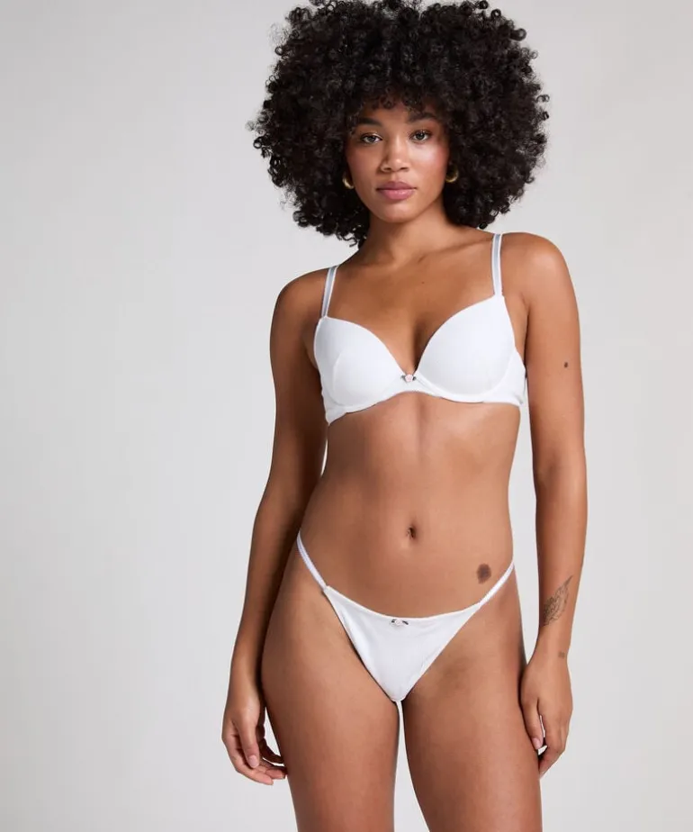 Pointelle Padded Underwired Bra - White