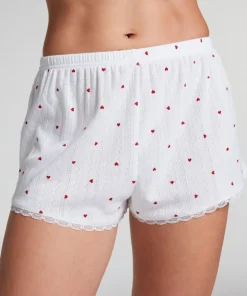 Pointelle Pyjama Shorts - White