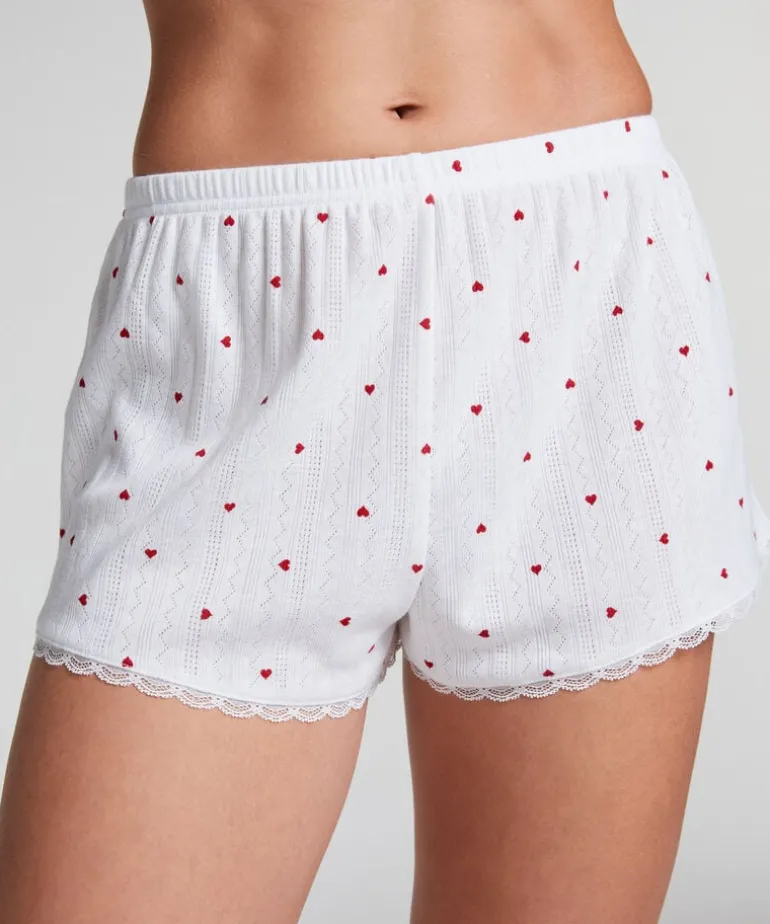 Pointelle Pyjama Shorts - White