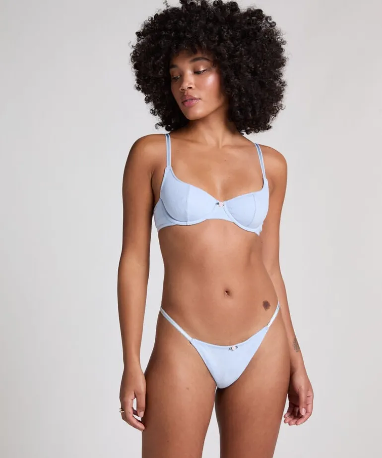 Pointelle Thong - Blue