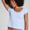 Pointelle Top - Blue