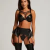 Private leather-look suspenders - Black