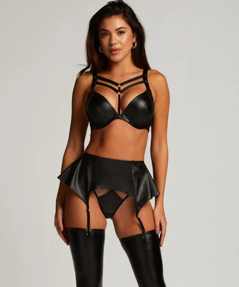 Private leather-look suspenders - Black