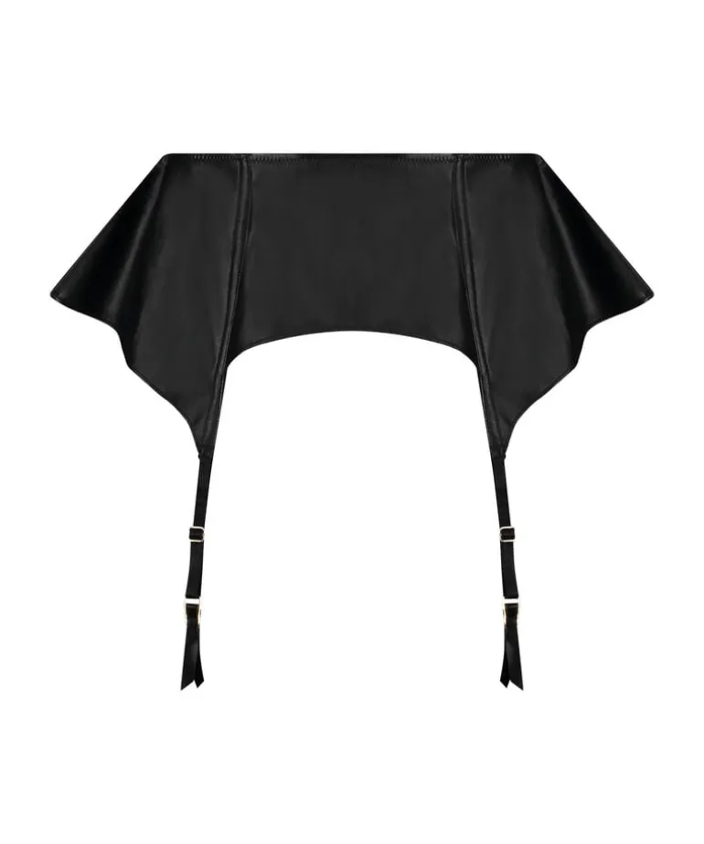 Private leather-look suspenders - Black