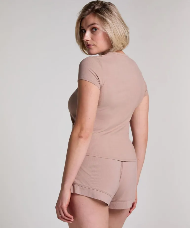 Pyjama Top Rib Essential - Beige