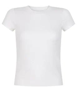 Ribbed Crew Neck Short-Sleeved Pyjama Top - White