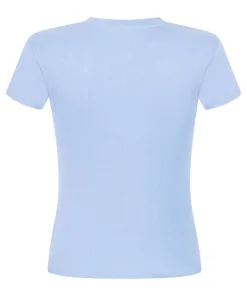 Ribbed Crew Neck Short-Sleeved Pyjama Top - Blue