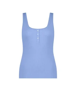 Ribbed Lace Singlet - Blue