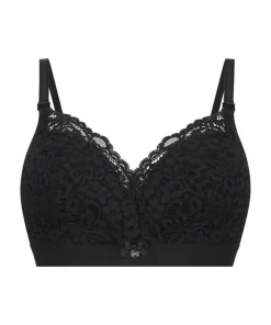 Rose Padded Maternity Nursing Bra - Black