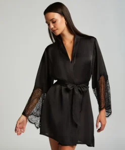 Satin Kimono - Black