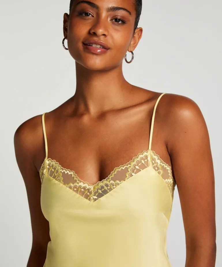 Satin Lace cami top - Yellow