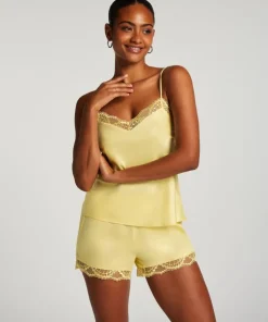 Satin Lace cami top - Yellow
