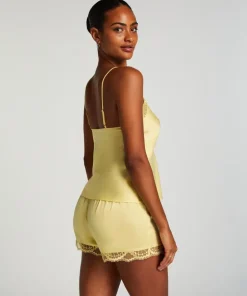 Satin Lace cami top - Yellow