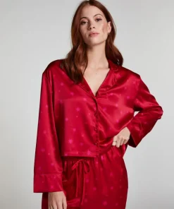 Satin Long-Sleeved Jacket - Red
