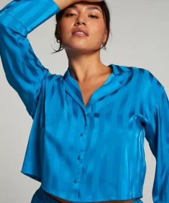 Satin Long-Sleeved Jacket - Blue