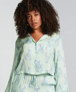 Satin Long-Sleeved Jacket - Green