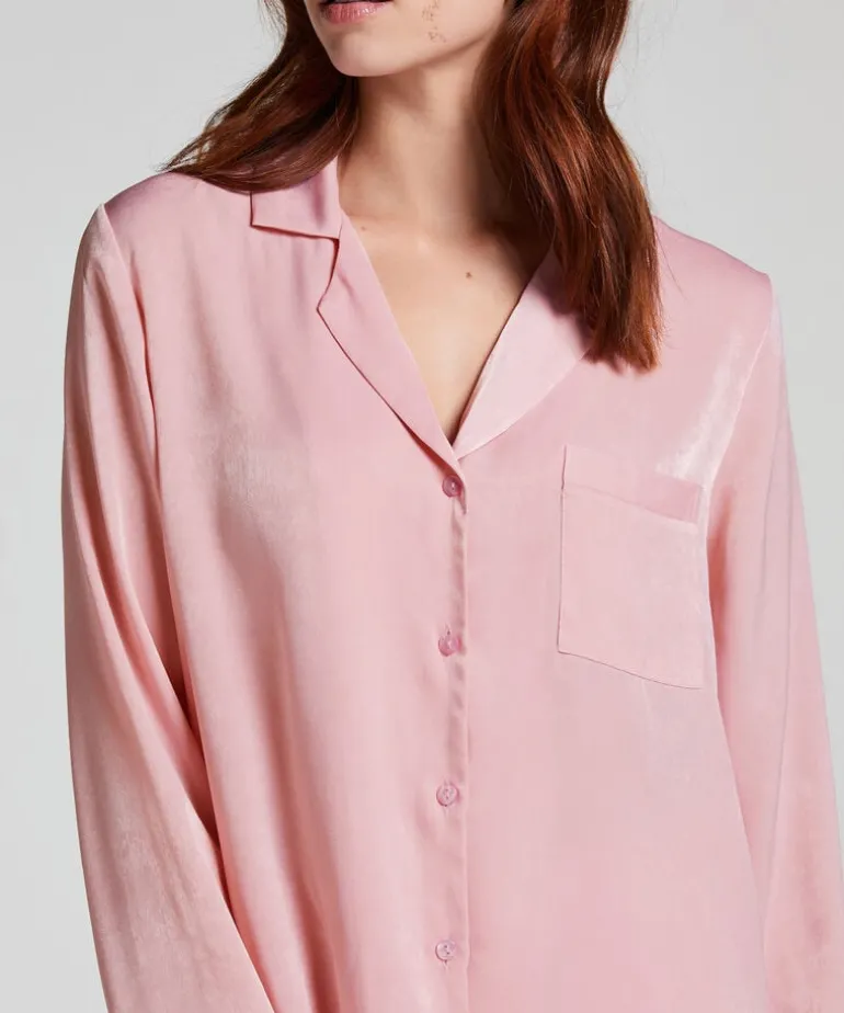 Satin Long-Sleeved Jacket - Pink
