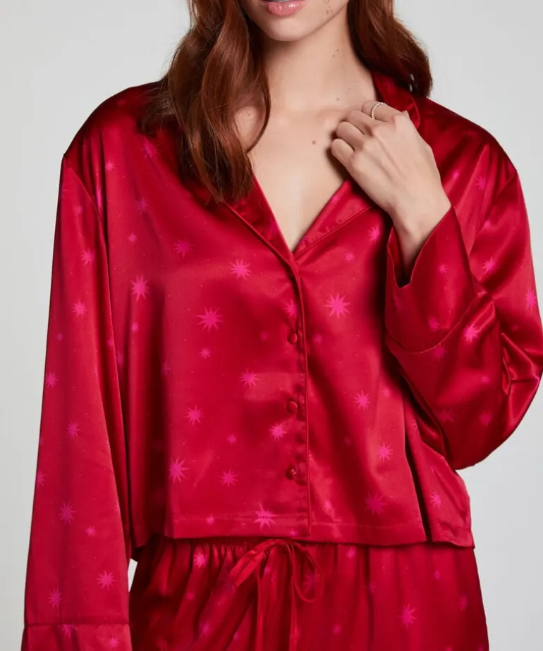 Satin Long-Sleeved Jacket - Red