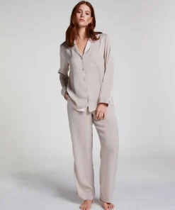 Satin Long-Sleeved Jacket - Beige