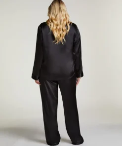 Satin Long-Sleeved Jacket - Black