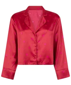 Satin Long-Sleeved Jacket - Red